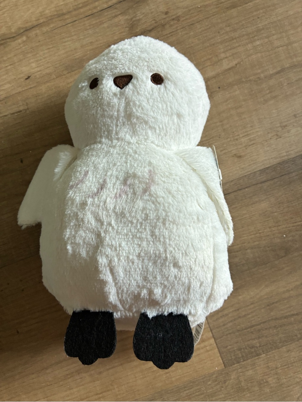 Soft White Plush Bird Stuffed Animal with Black Feet